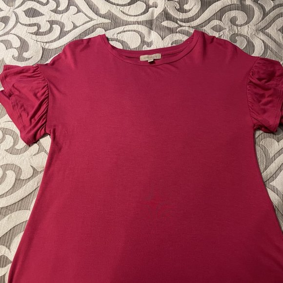 Girls Wonderly T-Shirt Dress Size Large Dark Pink Knee Length Comfy Short Sleeve - Picture 1 of 6